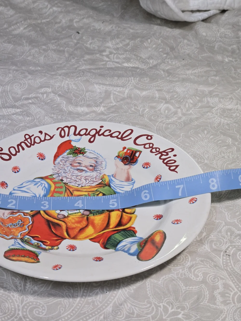 Santa's Magical Cookies Festive Ceramic Cookie Plate - White/Red